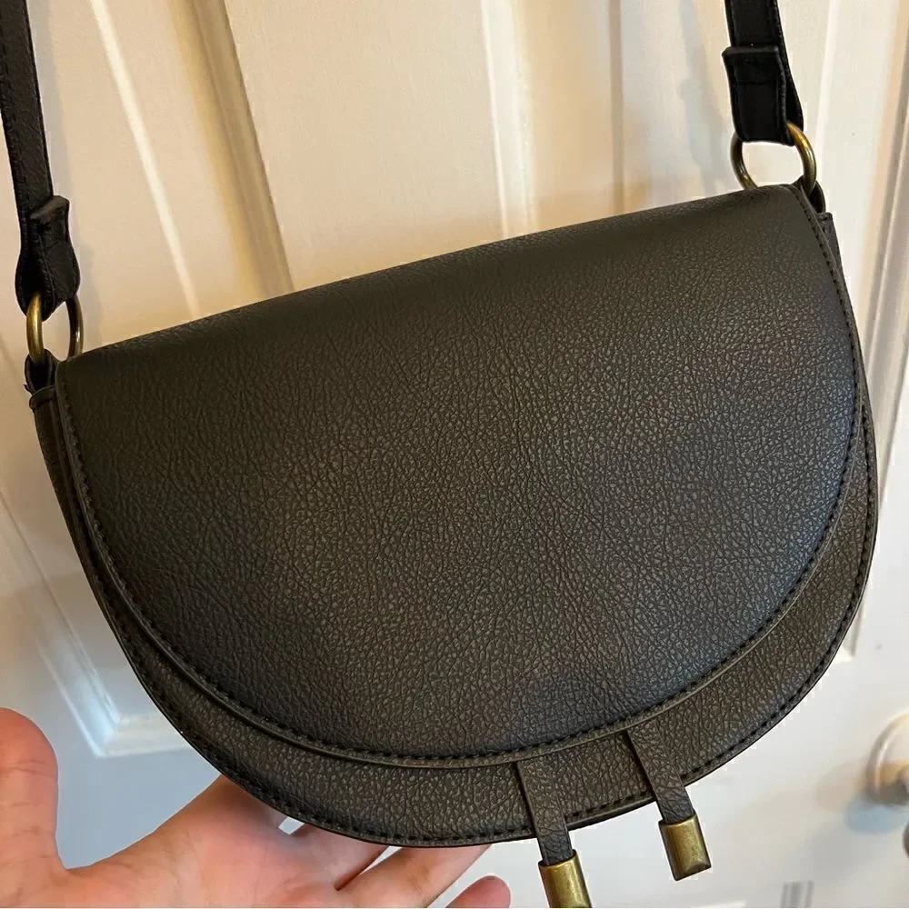 Falls Creek Women's Black Faux Leather Small Flap Crossbody Purse